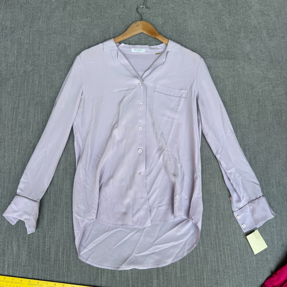 Equipment Femme Shirt Top Womens S Soft Purple Long Sleeve Career Button Front